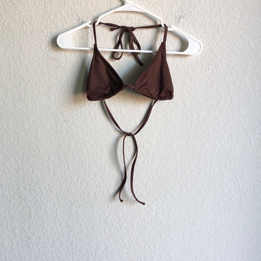 Skims Triangle Bikini Top Chocolate Brown Medium Adjustable Tie
